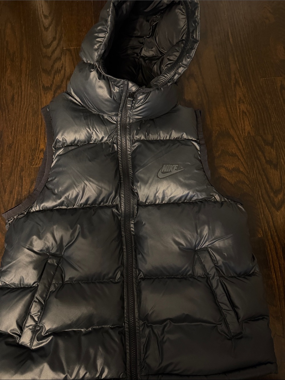 Nike Kids Black Quilted Puffer Vest with Hood